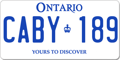 ON license plate CABY189