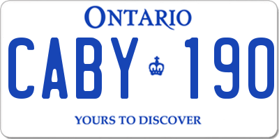 ON license plate CABY190