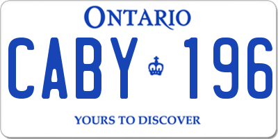 ON license plate CABY196