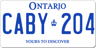 ON license plate CABY204