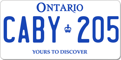 ON license plate CABY205