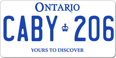 ON license plate CABY206