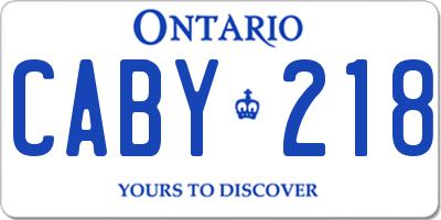 ON license plate CABY218