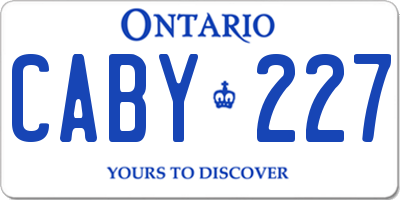 ON license plate CABY227