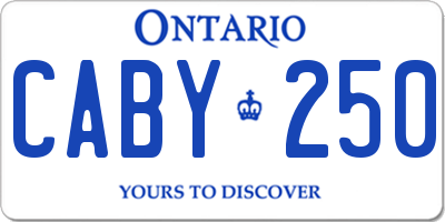 ON license plate CABY250