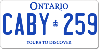 ON license plate CABY259