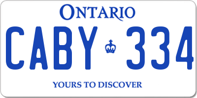 ON license plate CABY334