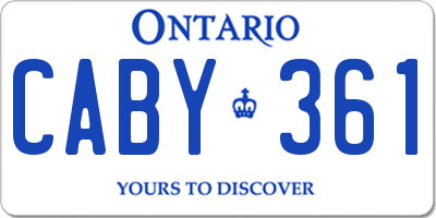 ON license plate CABY361