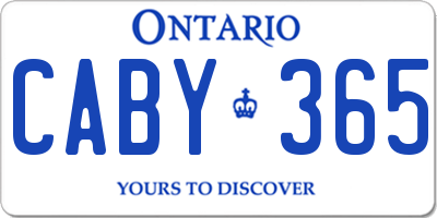 ON license plate CABY365