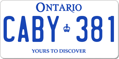 ON license plate CABY381