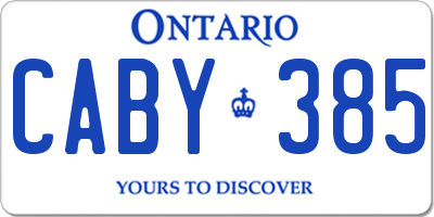 ON license plate CABY385