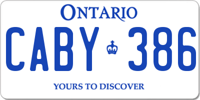 ON license plate CABY386