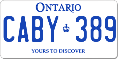 ON license plate CABY389