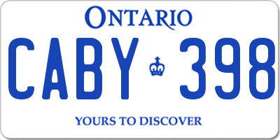 ON license plate CABY398