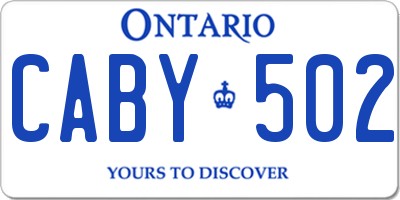 ON license plate CABY502