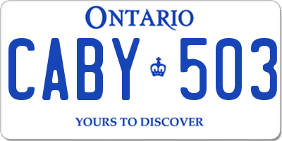 ON license plate CABY503