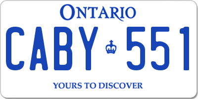 ON license plate CABY551