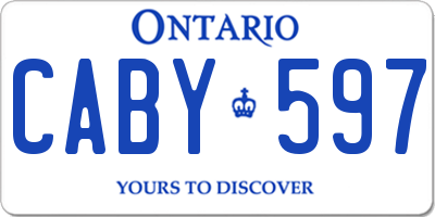 ON license plate CABY597