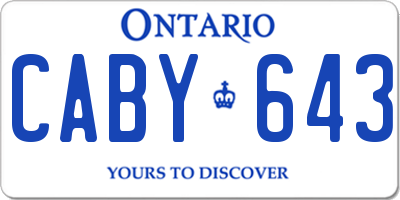 ON license plate CABY643