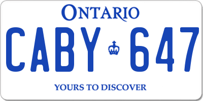 ON license plate CABY647