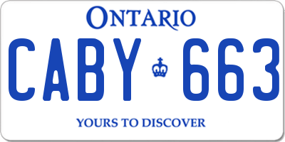 ON license plate CABY663