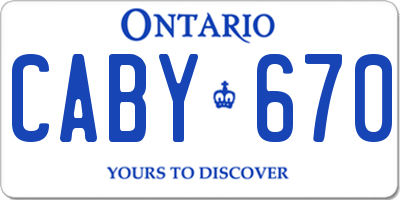 ON license plate CABY670