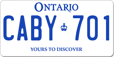 ON license plate CABY701