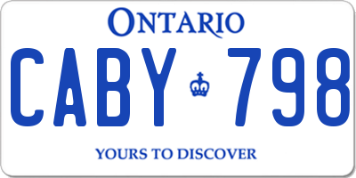 ON license plate CABY798