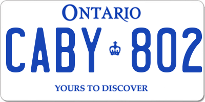 ON license plate CABY802