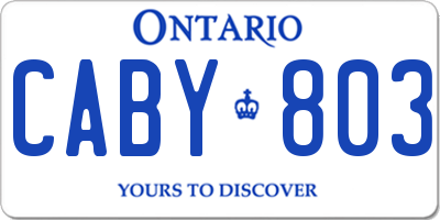 ON license plate CABY803