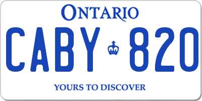 ON license plate CABY820