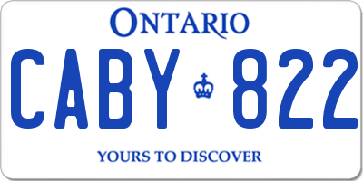 ON license plate CABY822