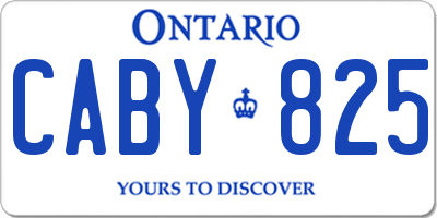 ON license plate CABY825