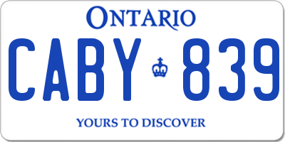 ON license plate CABY839