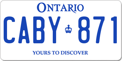 ON license plate CABY871