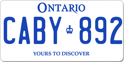 ON license plate CABY892