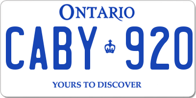 ON license plate CABY920