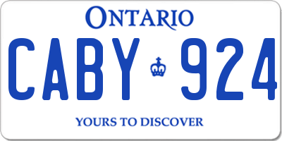 ON license plate CABY924