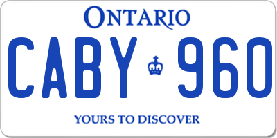 ON license plate CABY960