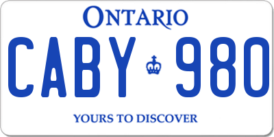 ON license plate CABY980