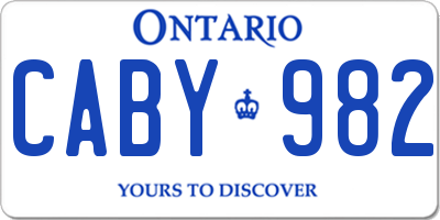 ON license plate CABY982