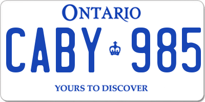 ON license plate CABY985