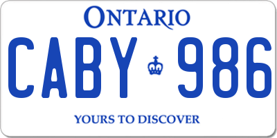 ON license plate CABY986