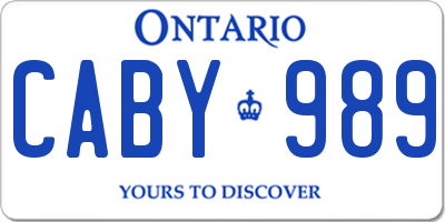 ON license plate CABY989