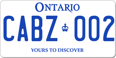 ON license plate CABZ002