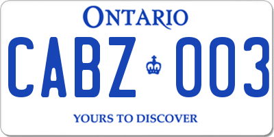 ON license plate CABZ003