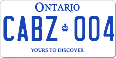 ON license plate CABZ004