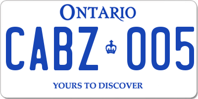 ON license plate CABZ005