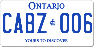 ON license plate CABZ006