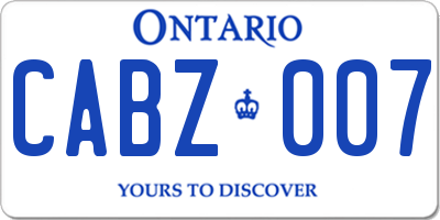 ON license plate CABZ007